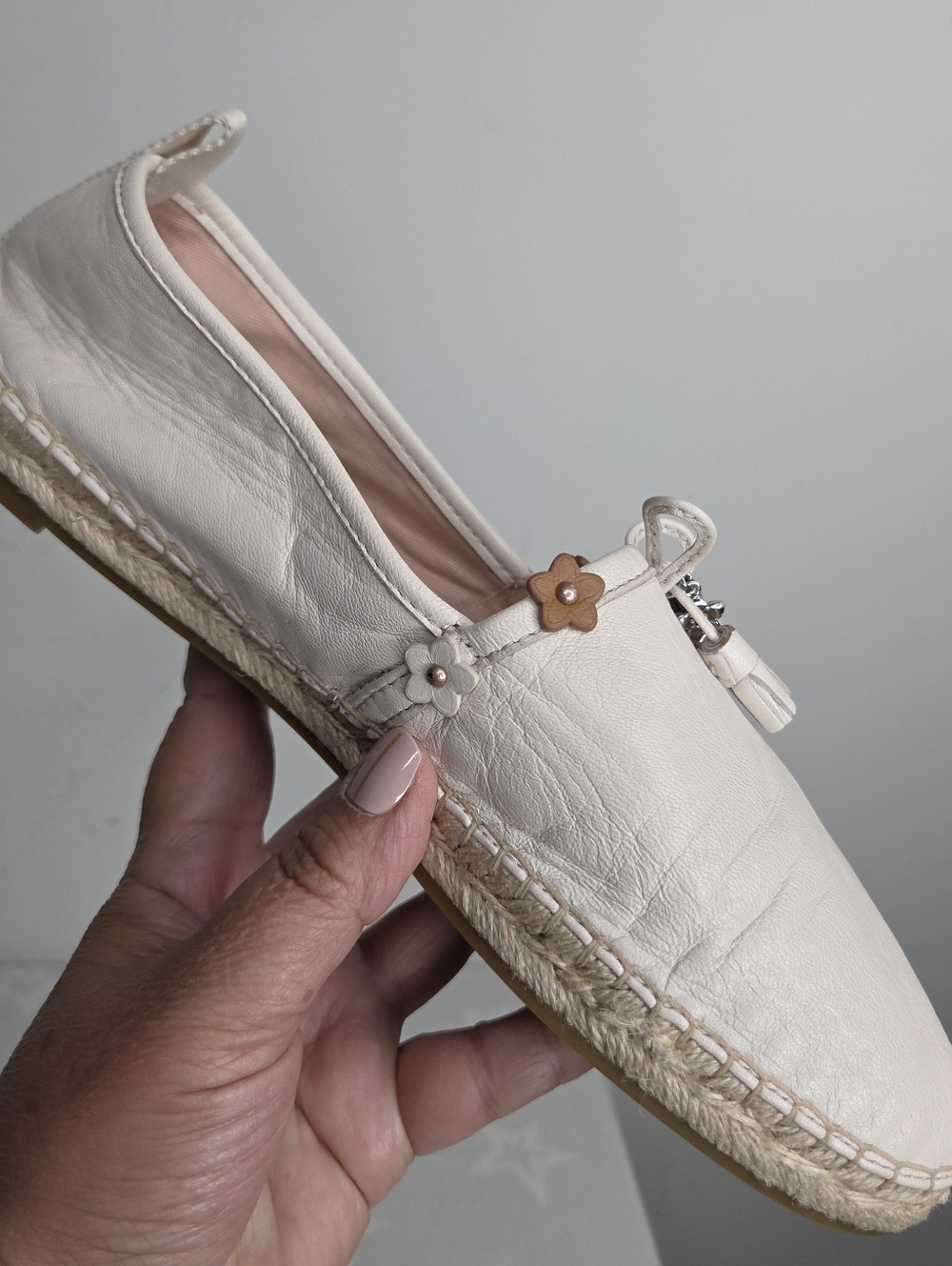 Coach Espadrille Flat Size 9.5 Beige Shows Slip On Bow